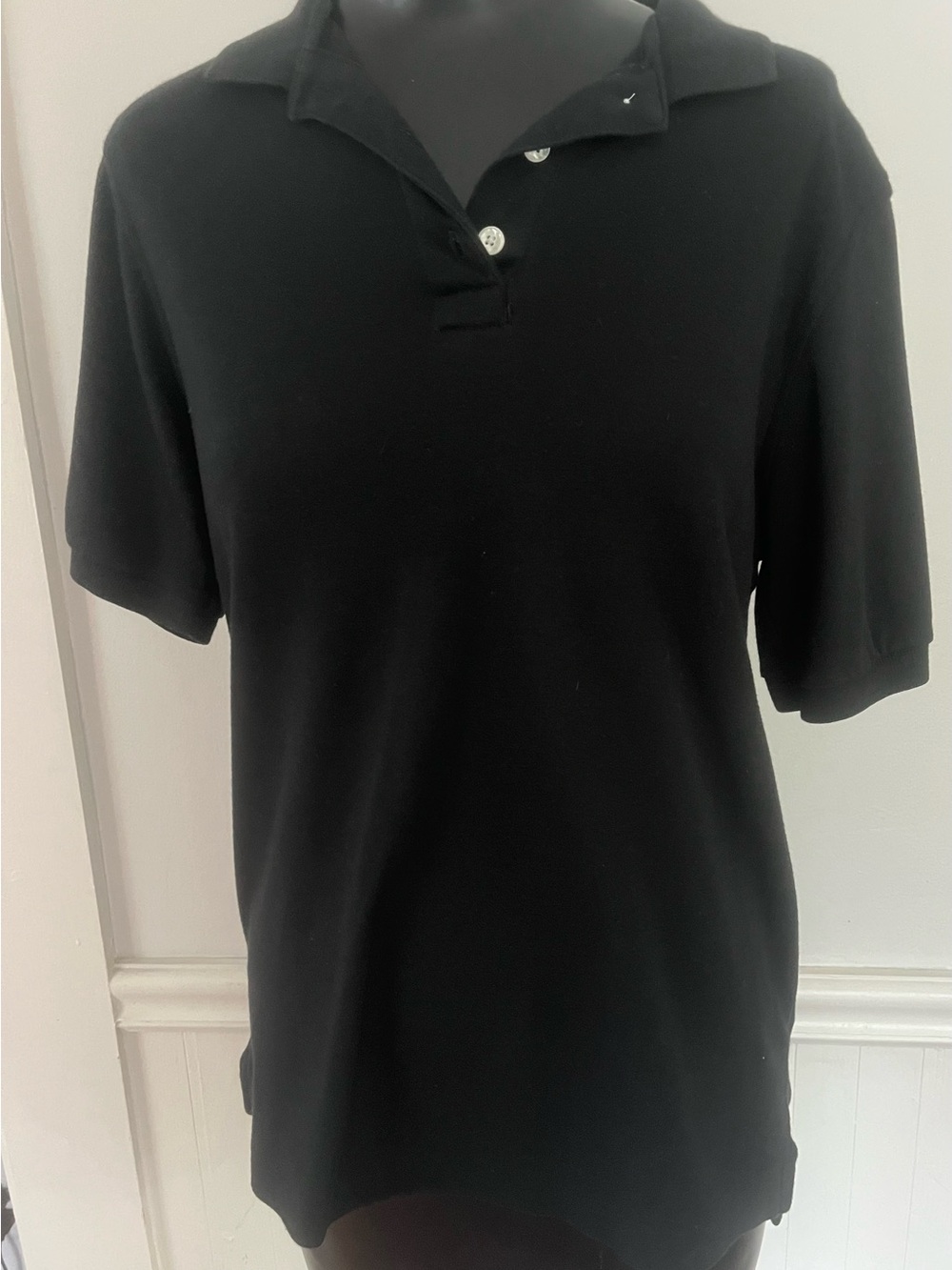 Lands' End Black Polo Shirt - Short Sleeve